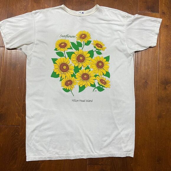 Lexington Vintage 90s Sunflower Hilton Head White T-Shirt Women's One Size - Picture 3 of 7